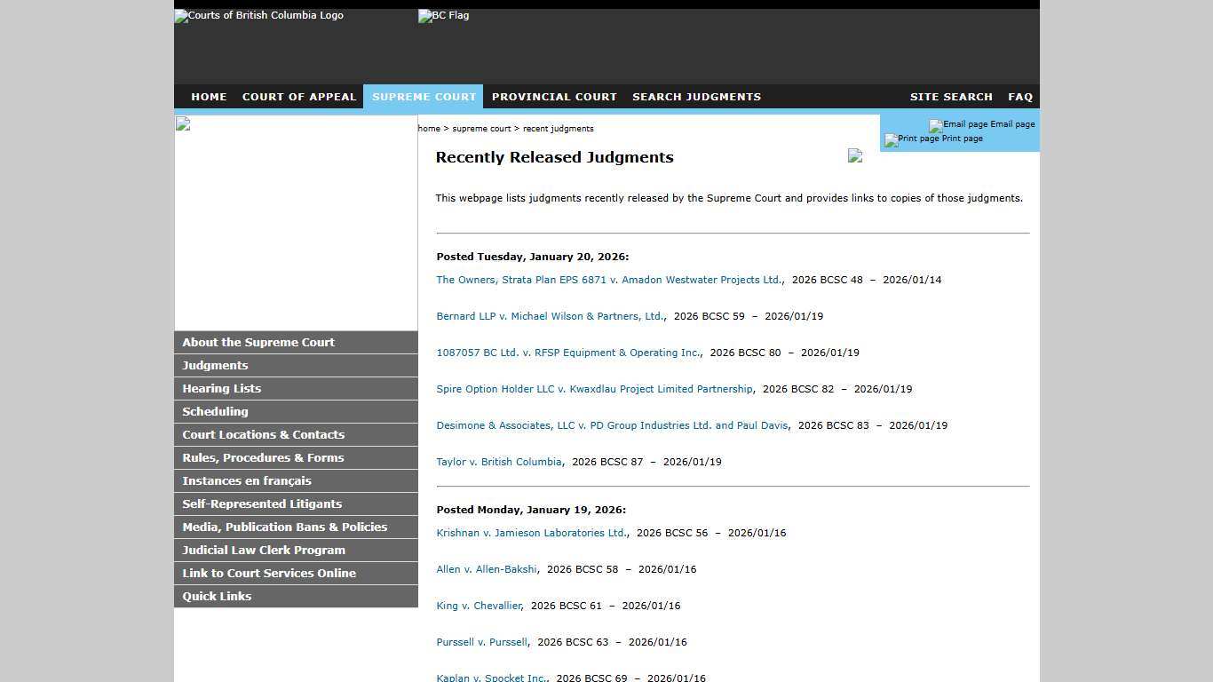 Supreme Court - Recently Posted Judgments